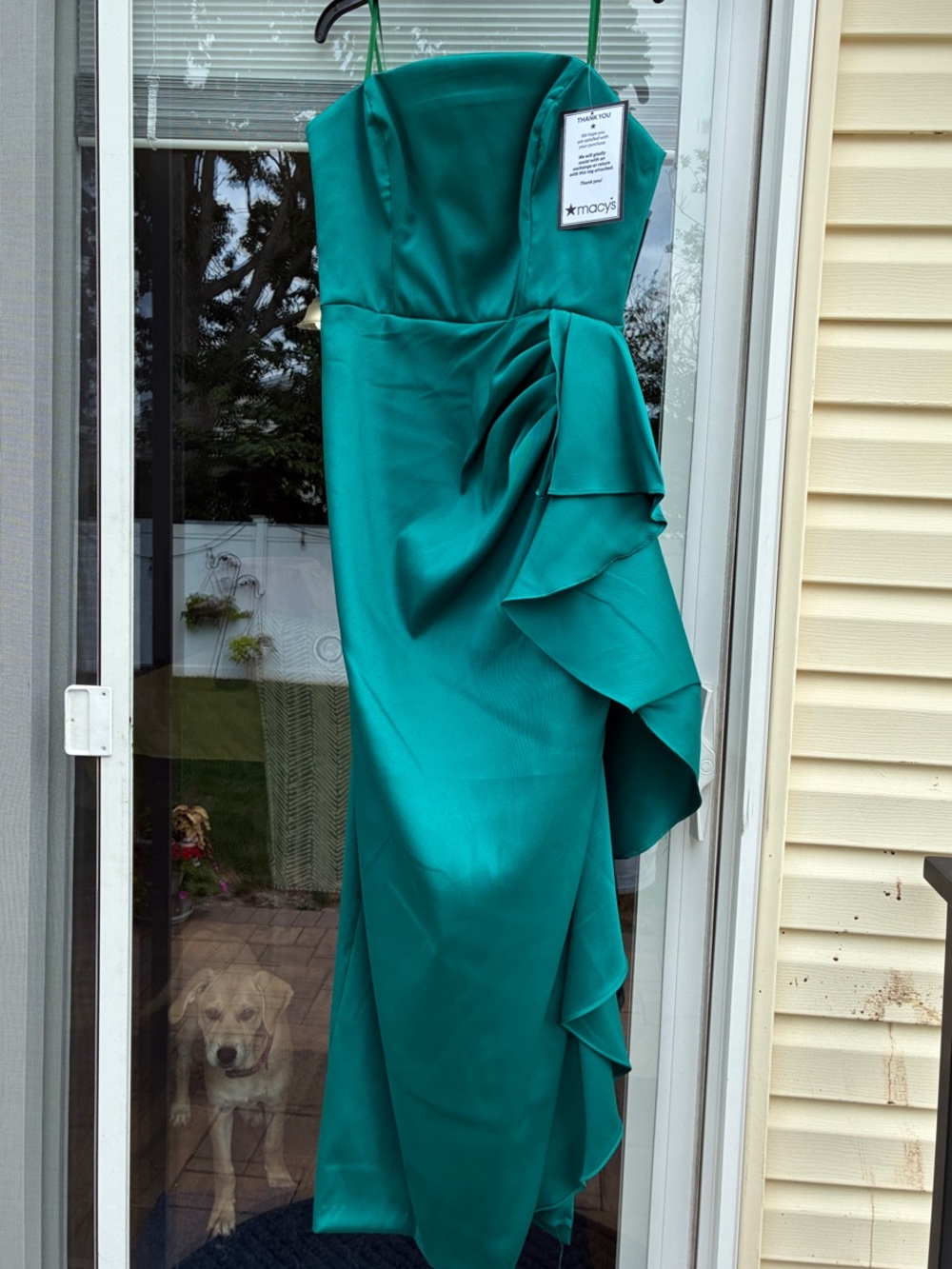 Macy's Teal strapless Ruffle Midi Dress